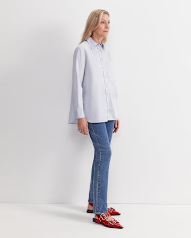 Hallie Stripe Trim Shirt in BREEZE