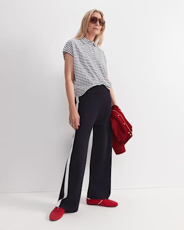 Maxine Milano Wide Leg Pant in NAVY/WHITE