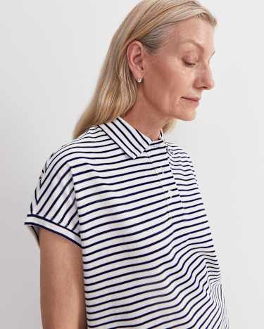 Marjorie Stripe Tee in WHITE/NAVY