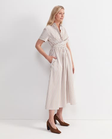 Etta Twist Maxi Dress in TAN/WHITE