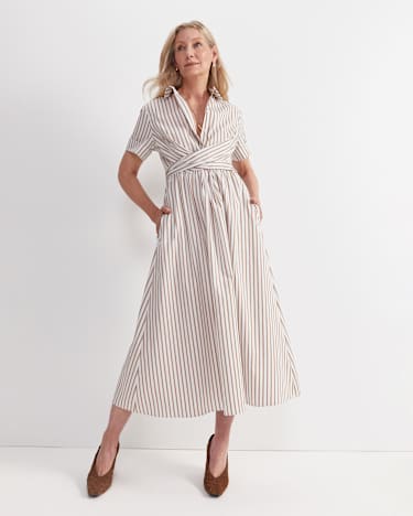 Etta Twist Maxi Dress in TAN/WHITE
