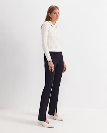 Polly Ponte Split Front Flare in BLACK
