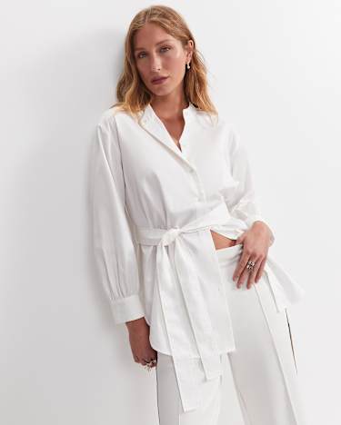 Amelie Tie-Waist Blouse in WHITE