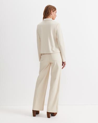 Long Sleeve Zip Through Top in BONE