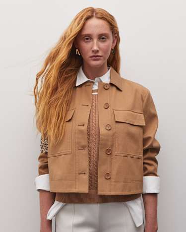 Hazel Crop Jacket in TAN