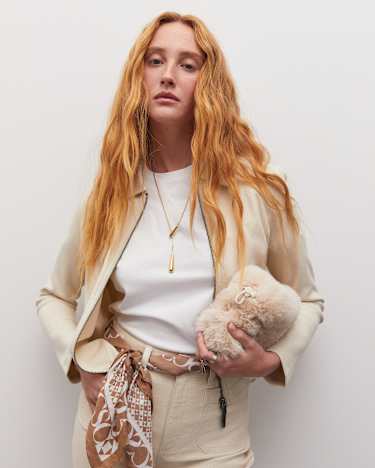 Long Sleeve Zip Through Top in BONE