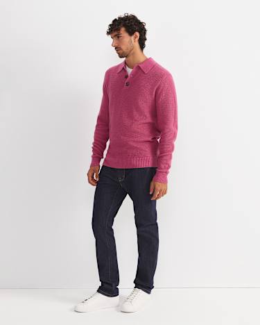 Chris Knit Polo in BERRY