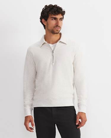 Collared Zip Sweat in OATMEAL