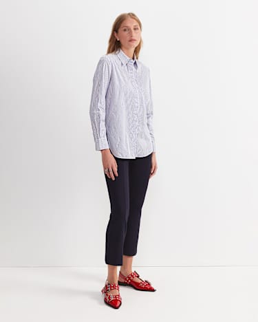 Priscilla Stripe Shirt in WHITE/NAVY