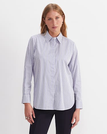 Priscilla Stripe Shirt in WHITE/NAVY