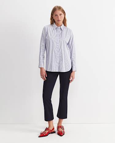 Priscilla Stripe Shirt in WHITE/NAVY