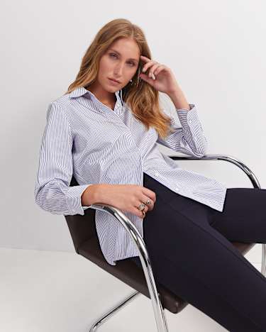 Priscilla Stripe Shirt in WHITE/NAVY