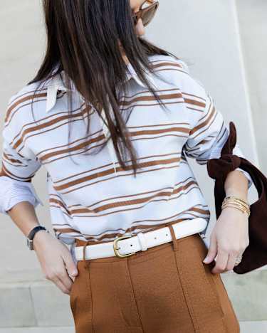 Lara Buckle Leather Belt in IVORY