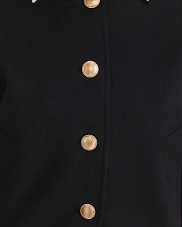 Crop Melton Jacket in BLACK