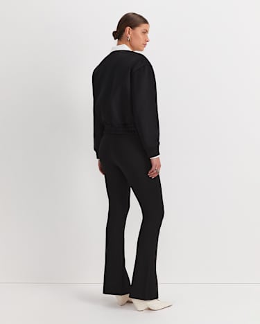 Crop Melton Jacket in BLACK