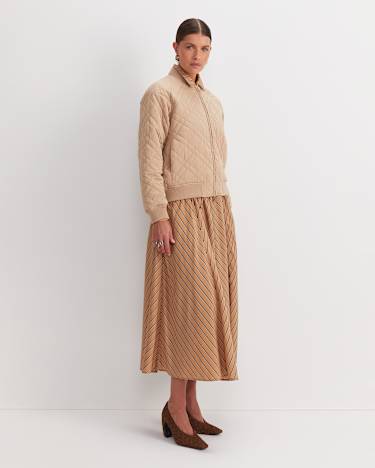 Vera Quilted Bomber in TAN