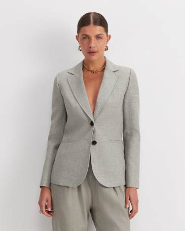 Stevie Textured Blazer in KHAKI/WHITE