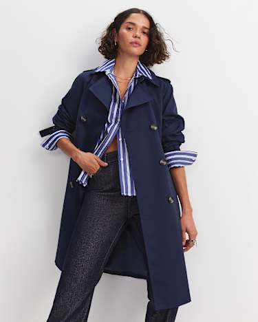 Reina Crop Shirt in BLUE/WHITE
