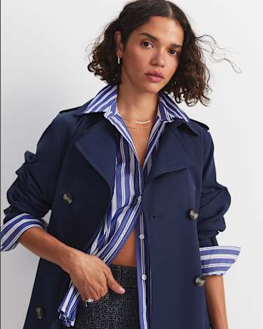 Reina Crop Shirt in BLUE/WHITE