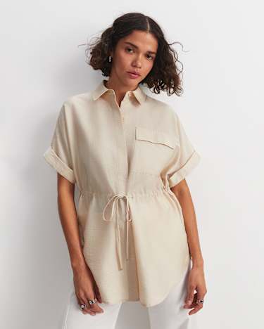 Farrah Drawcord Blouse in ECRU