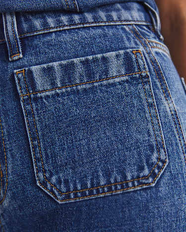 Allegra Patch Pocket Jean in MID WASH