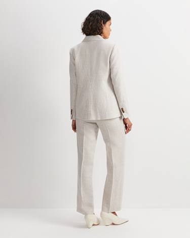 Freya Short Linen Blazer in STRING