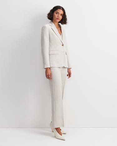 Freya Short Linen Blazer in STRING