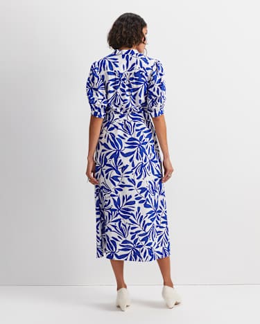 Willow Print Midi Dress in BLUE/WHITE