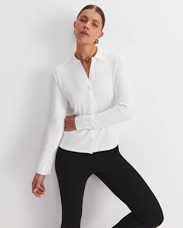 Catherine Rib Shirt in WHITE