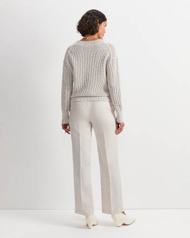 Cotton Crochet V-Neck Knit in STRING