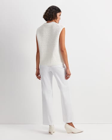 Crochet Relaxed Vest in WHITE