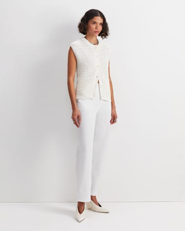 Crochet Relaxed Vest in WHITE
