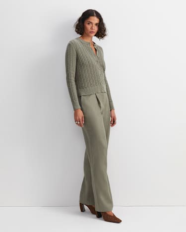 Elka Pointelle Cardigan in KHAKI