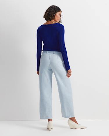 Montana Wide Leg Belted Jean in LIGHT DENIM
