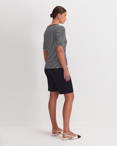 Heidi Boat Neck Half Sleeve Tee in NAVY/WHITE