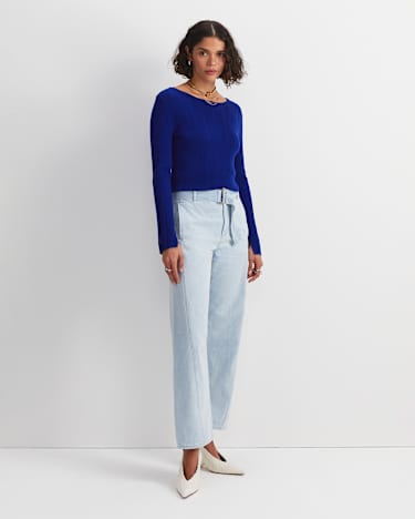 Montana Wide Leg Belted Jean in LIGHT DENIM