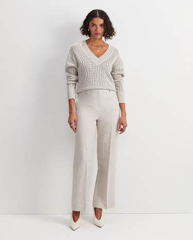 Freya Straight Linen Pant in STRING