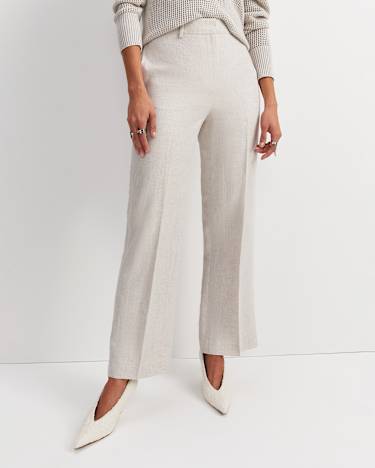 Freya Straight Linen Pant in STRING