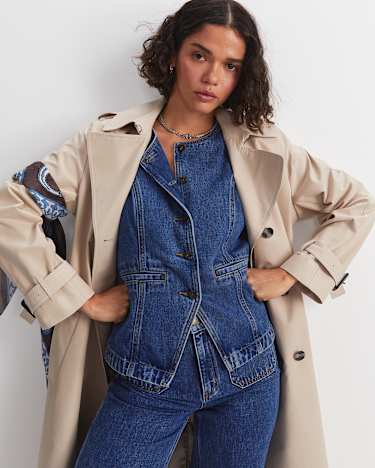 Allegra Denim Vest in MID WASH