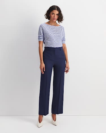 Freya Straight Linen Pant in NAVY