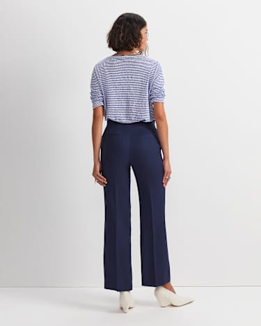 Freya Straight Linen Pant in NAVY