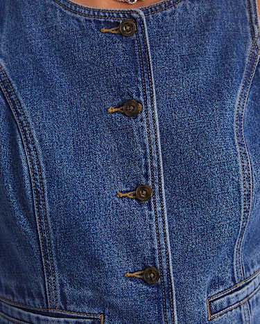 Allegra Denim Vest in MID WASH