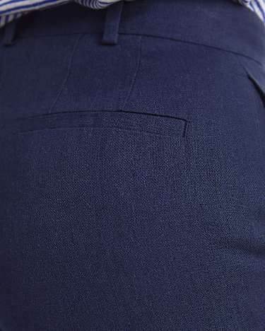 Freya Straight Linen Pant in NAVY