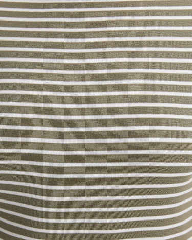 Heidi Boat Neck Half Sleeve Tee in KHAKI/WHITE