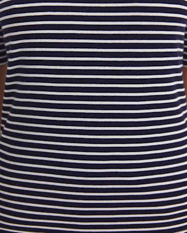 Heidi Boat Neck Half Sleeve Tee in NAVY/WHITE