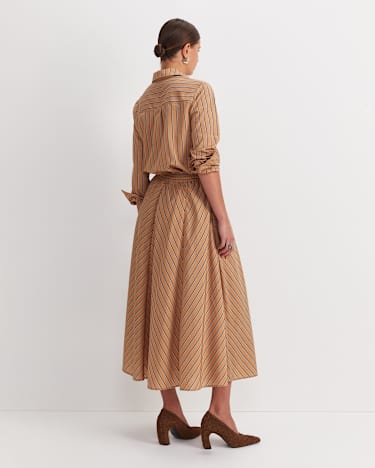 Gina Stripe Maxi Skirt in TAN/WHITE