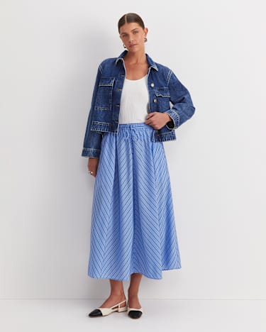 Gina Stripe Maxi Skirt in BLUE/WHITE