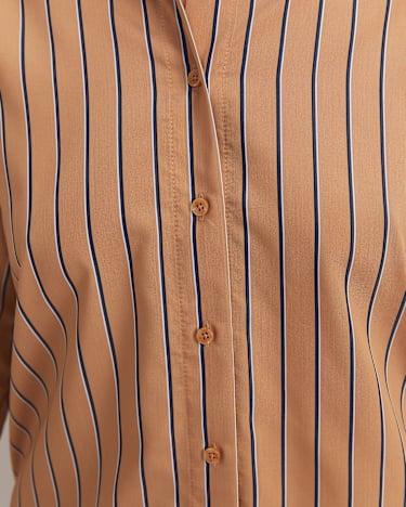 Gina Stripe Shirt in TAN/WHITE