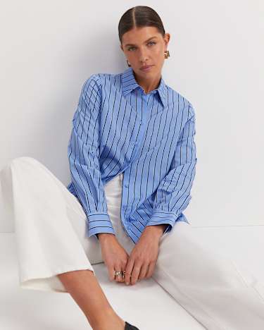 Gina Stripe Shirt in BLUE/WHITE