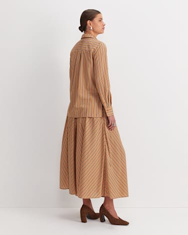 Gina Stripe Shirt in TAN/WHITE